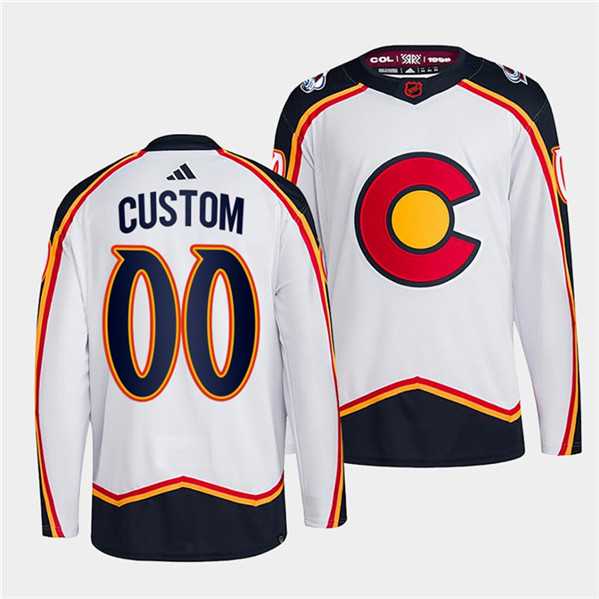 Mens Colorado Avalanche Custom White 2022-23 Reverse Retro Stitched Jersey->customized nhl jersey->Custom Jersey
